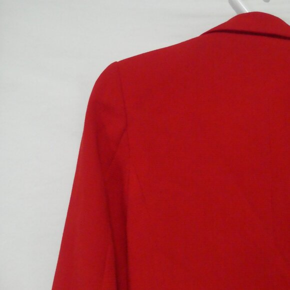 ESSENCE By THEME | small | Red Waffle Knit Textured Blazer | Faux Pockets - Picture 11 of 16